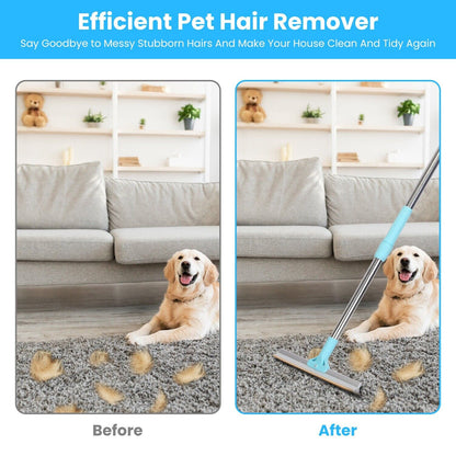 Pet Hair Removal Rake Set 54"Telescopic Handle Broom for Dog Cat Carpet Cleaner