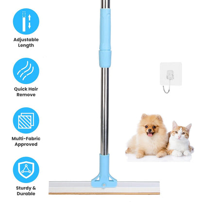 Pet Hair Removal Rake Set 54"Telescopic Handle Broom for Dog Cat Carpet Cleaner