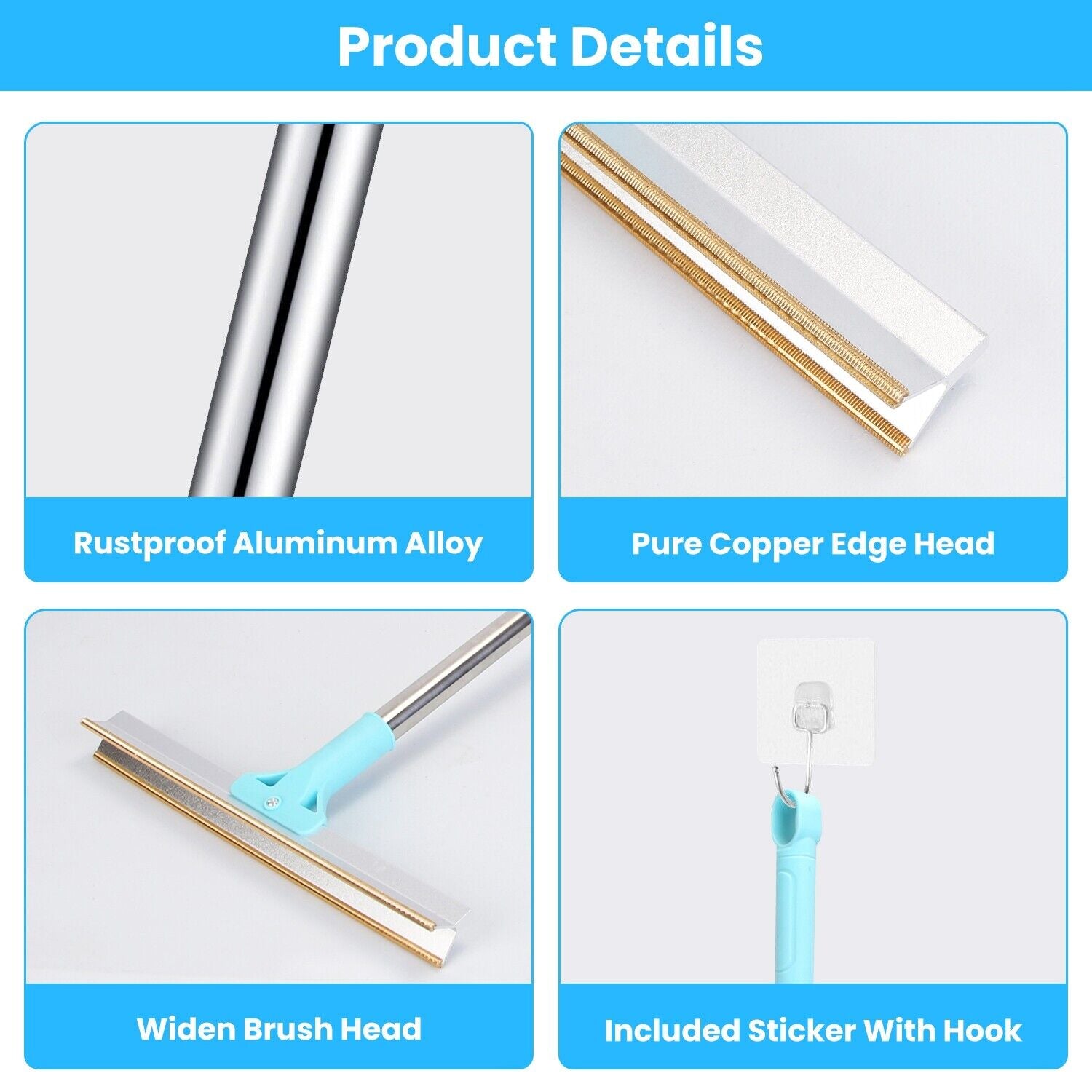 Pet Hair Removal Rake Set 54"Telescopic Handle Broom for Dog Cat Carpet Cleaner