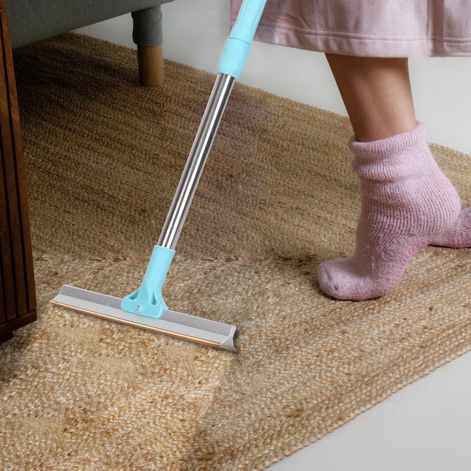 Pet Hair Removal Rake Set 54"Telescopic Handle Broom for Dog Cat Carpet Cleaner