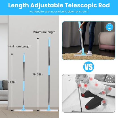 Pet Hair Removal Rake Set 54"Telescopic Handle Broom for Dog Cat Carpet Cleaner