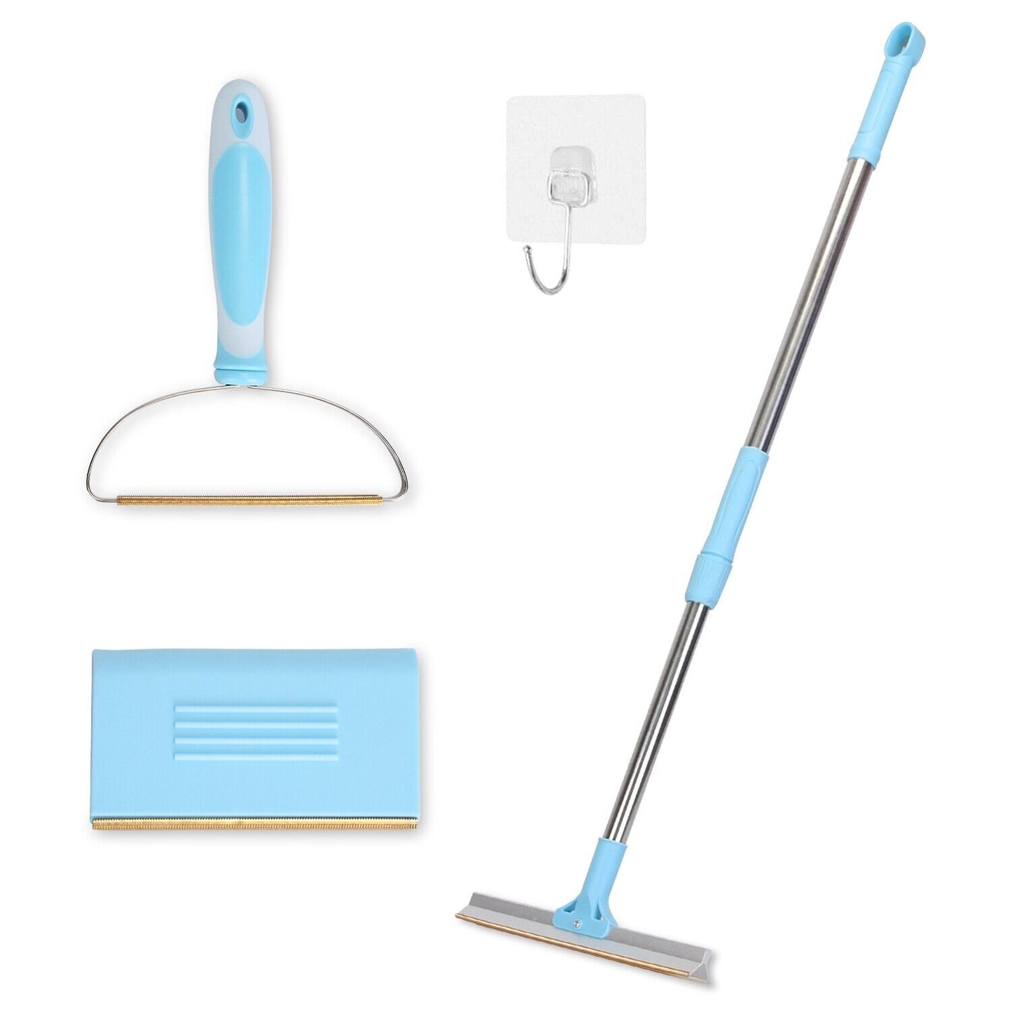 Pet Hair Removal Rake Set 54"Telescopic Handle Broom for Dog Cat Carpet Cleaner