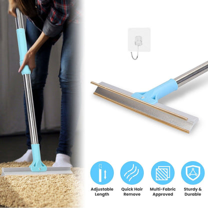 Pet Hair Removal Rake Set 54"Telescopic Handle Broom for Dog Cat Carpet Cleaner
